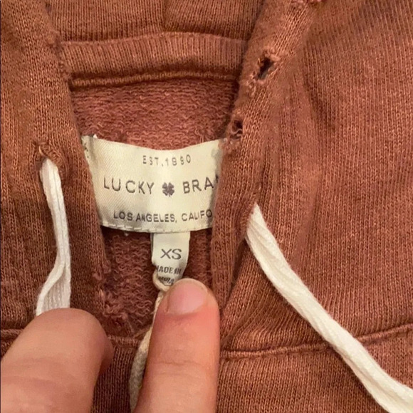 Lucky Brand How About No Distressed Cropped Hoodie - Picture 4 of 5